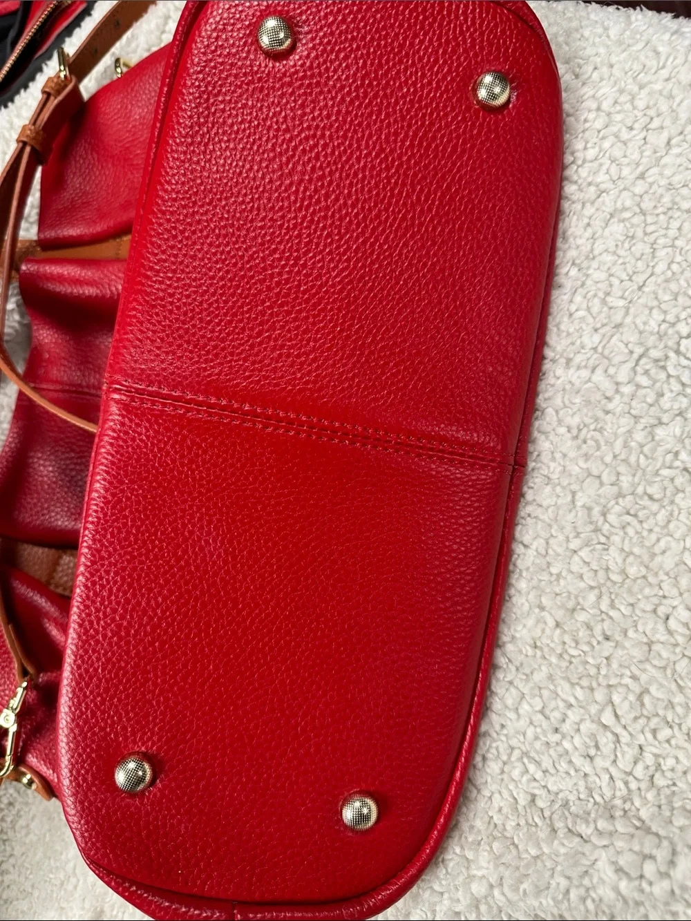 RED Genuine Leather  Commuter Handbag Tote Shoulder Crossbody, Removable Insert